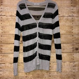 Alberto Makali Cardigan Black Gray Striped Women's